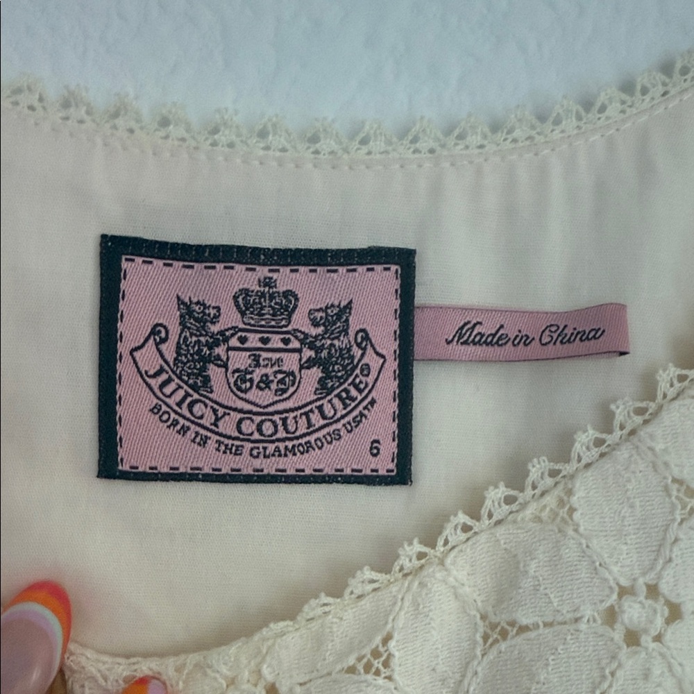 Juicy Couture Eyelet Cream Sleeveless Dress with Bow - Picture 2 of 5
